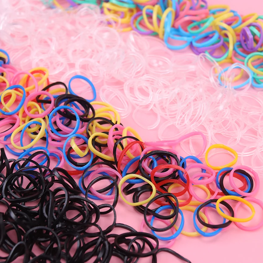 

300PCS/Lot Girls Colorful Small Thicken Disposable Rubber Bands Gum For Ponytail Holder Elastic Hair Bands Fashion Hair Accessor