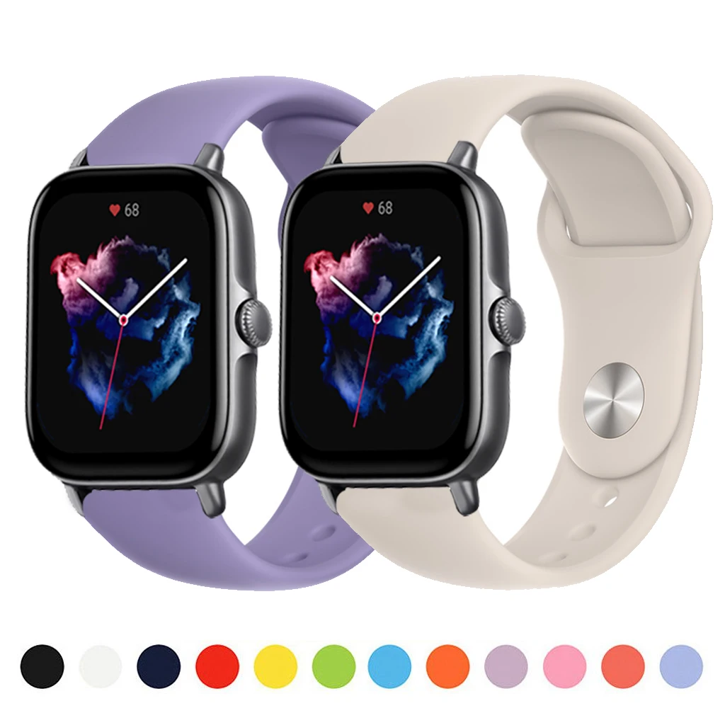 

20mm/22mm Silicone Strap For Amazfit Bip GTS 4/3/2/2e/GTS2 Mini/GTR 42mm/47mm/GTR2/2 3 4 Bracelet Samsung galaxy watch 4 classic