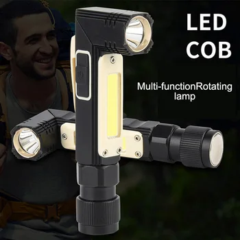 

COB LED Lighting Flashlight With Hook Foldable Working Lamp Battery Operated Magnet Torch Lamp For Hunting Camping Accessories
