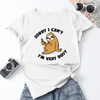 

Lovely Cartoon Sloth Women Tshirt Korean Style Aesthetic Tumblr Vintage Short Sleeve Cotton Plus Size Tee Shirt Femme Clothes