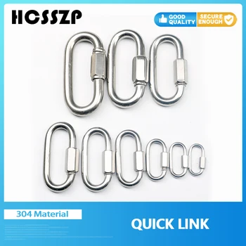 

M8-M12 Carabiner Hook 304 Stainless Steel Oval Screwlock Quick Link Lock Ring Hook Chain Rope Connector Buckle Locked Hook