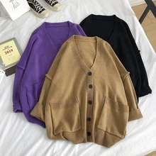 Зимний Кардиган мужской модный однотонный Повседневный v-образный вырез мужской вязаный свитер мужской уличная свободный свитер с длинным рукавом свитер пальто