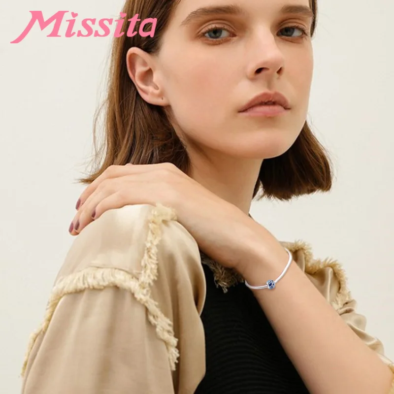 MISSITA, новинка, модные бусы в виде крыльев голубого океана, подходят для Пандоры, браслет с подвеской, сделай сам, ожерелье, Женские Ювелирные изделия, аксессуары, подарок, вечерние