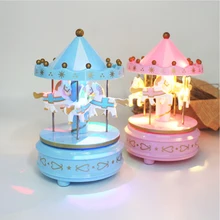 Merry-go-круглые деревянные милые Интересные музыкальные игрушки Детская игра домашний декор лошадь музыка Рождество Свадьба День рождения подарок карусель