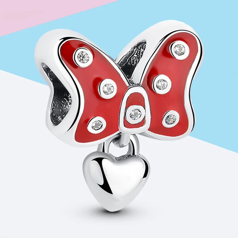 Fresh Style Hollow Out Red Enamel Bowknot Charms Pendants fit Bracelet for Women Girl DIY Jewelry Making Fashion Gift | Украшения и
