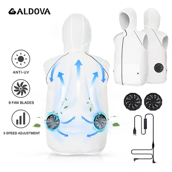 

ALDOVA Reflective Air Conditioning Clothes Vest Summer Outdoor Sun Protection USB Fan Cooling Fishing Cycling Men Women Jacket