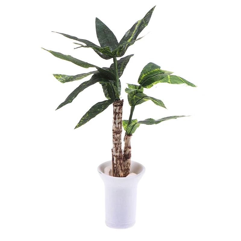 1//12 Dollhouse Miniature Pot Green Leafed Plant Garden DecorationIJUSYJ