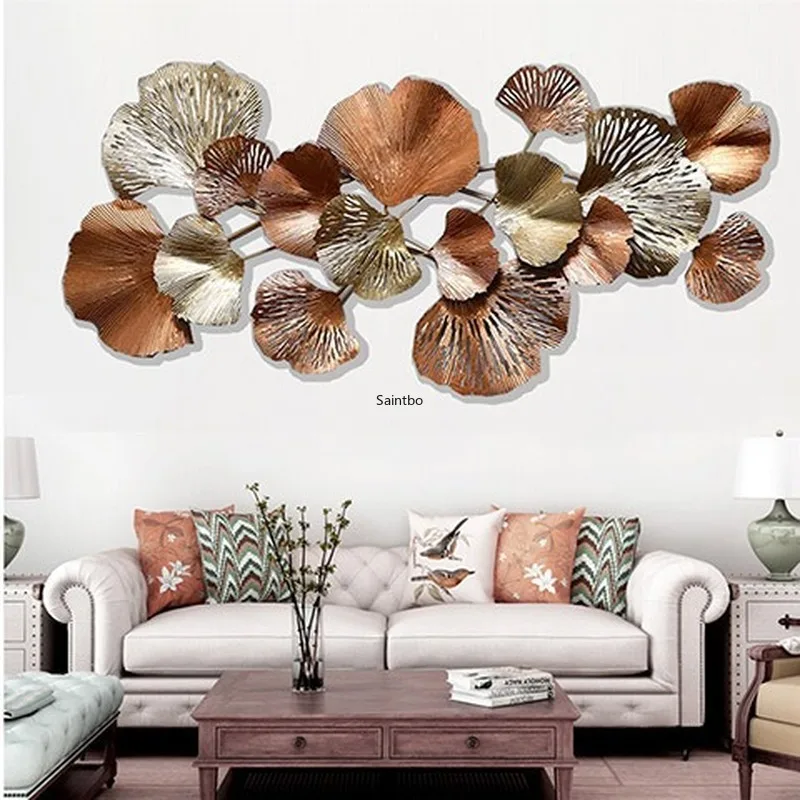 European style living room back wall three-dimensional wall decoration creative make old ginkgo leaf wall hanging decoration