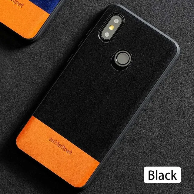 Черный Для Xiao mi Red mi Note 5 Чехол note5 Натуральная кожа задняя крышка силиконовый замшевый прошитый чехол coque для Xiaomi mi 6 8 8SE - Цвет: Черный