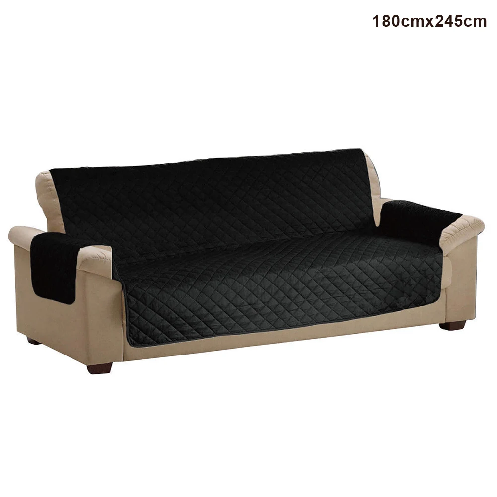 Стеганый диван подлокотник кресло набор ПЭТ протектор скольжения чехол мебель подушки броски DEC889 - Цвет: 180cmx245cm black