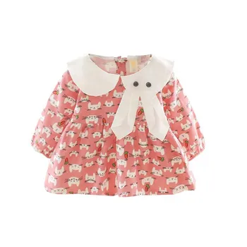 

DFXD Baby Girl Dress New Spring Infant Long Sleeve Lovely Cat Print Princess Party Dresses Clothes Toddler Kids Clothing 6M-3T