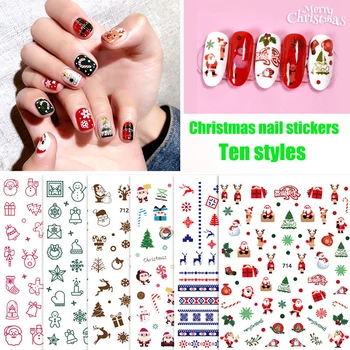 

10 pieces of 3D Nail Stickers Christmas color snowflake elk manicure art stickers snowflake DIY Nail Decoration decals