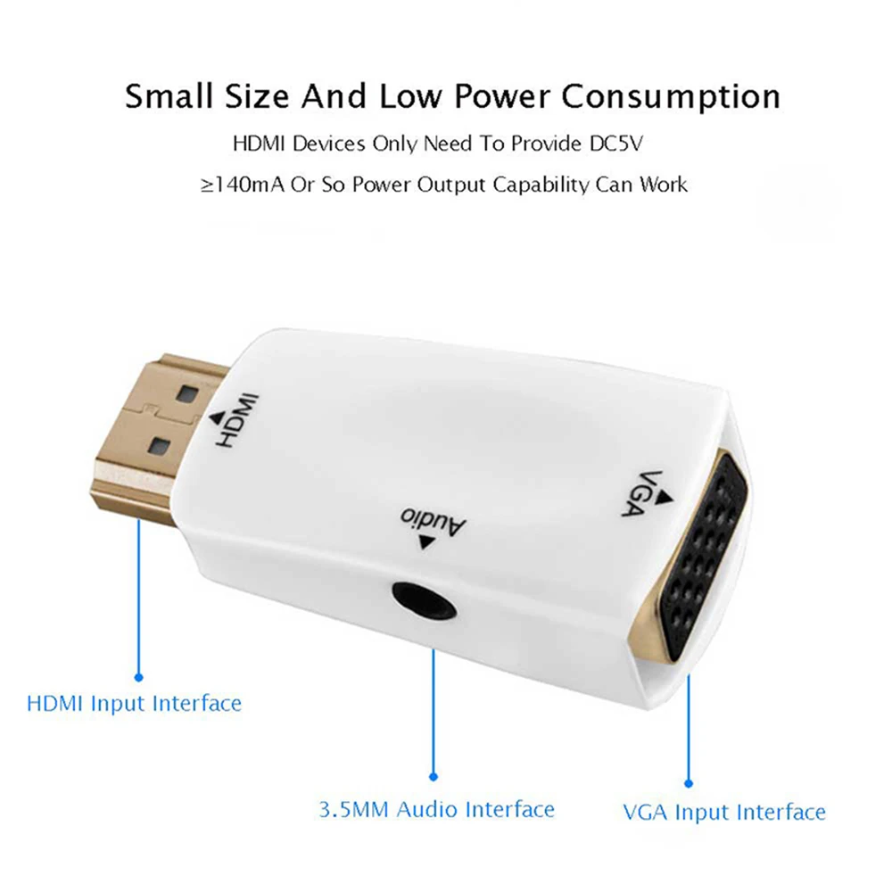 HDMI a VGA Cavo Adattatore per Cavo Audio dal Convertitore Del Connettore Maschio a Femmina HD 1080