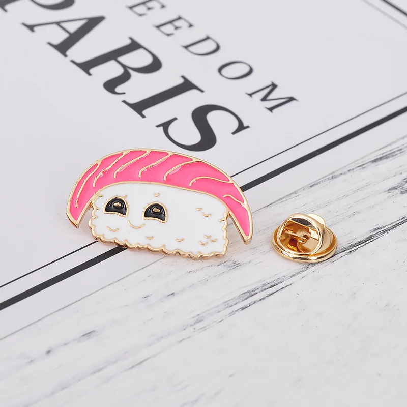 style 4 7 Style Collection Enamel Pins Brooches for Women Backpack Clothes Lapel Pin Sushi Salmon Brooch Badges Creative Cartoon Jewelry - Окраска металла: style 4