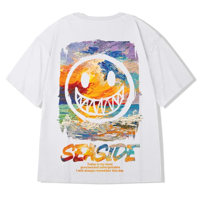 ZAZOMDE 2022 New High Street T Shirt Streetwear Men Hip Hop Printed T-Shirts Summer Hot Sale Harajuku Cotton Tee Male Loose Tops White