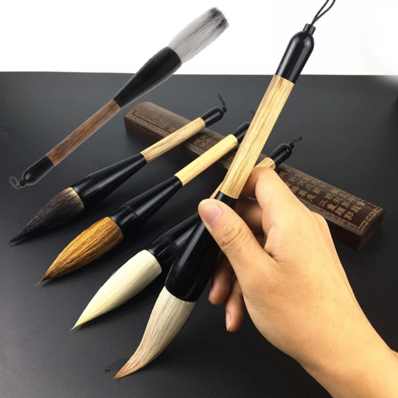 5 стилей/набор кисточка для китайской каллиграфии ручка козья шерсть бамбуковый вал краска кисть художественная стационарная масляная краска ing щетка
