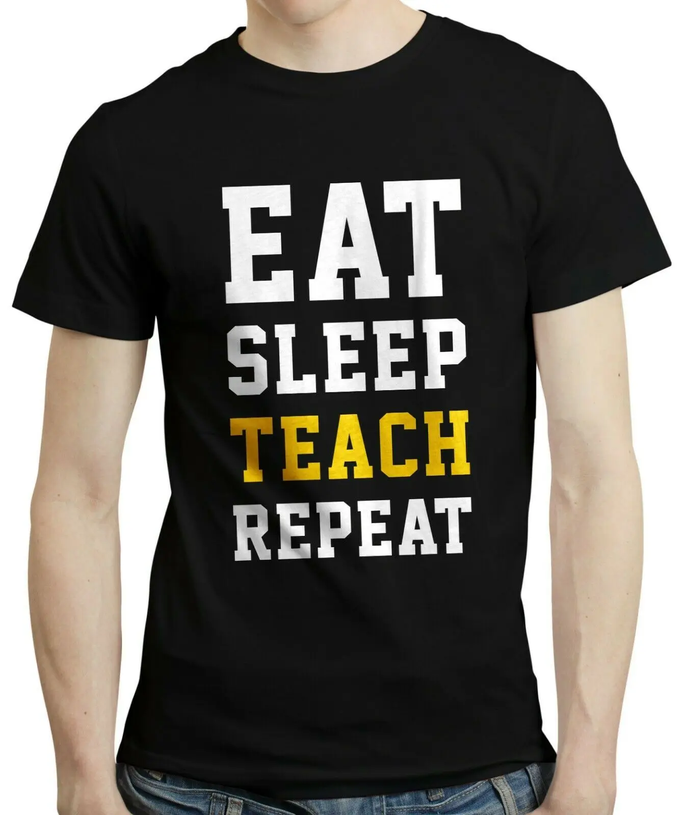 Eat Sleep Teach Repeat Teacher Thank You Term Подарочная футболка на день рождения Футболка|Футболки|