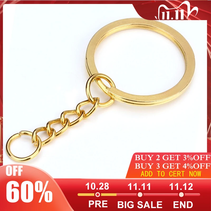 

20pcs/lot Gold Key Chain Key Ring Bronze Rhodium 28mm Long Round Split Keyrings Keychain For DIY Jewelry Making Wholesale