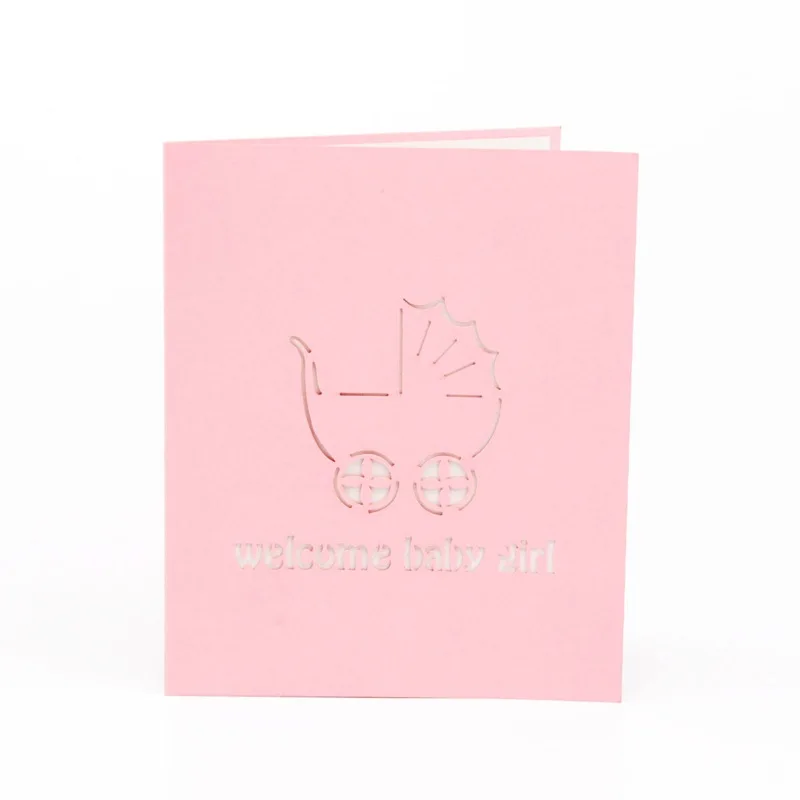  10pcs 15.5*13cm 3D stroller baby carriage Mother's Day Thanksgiving Day Birthday laser cut invitati - 4000346758440