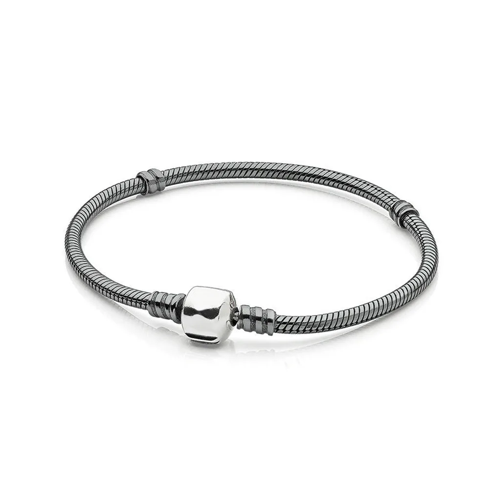 Authentic 925 Sterling Silver Original Moments Iconic Barrel Clasp Europe Bracelet Fit Women Bead Charm Bangle Gift DIY Jewelry - Окраска металла: 4