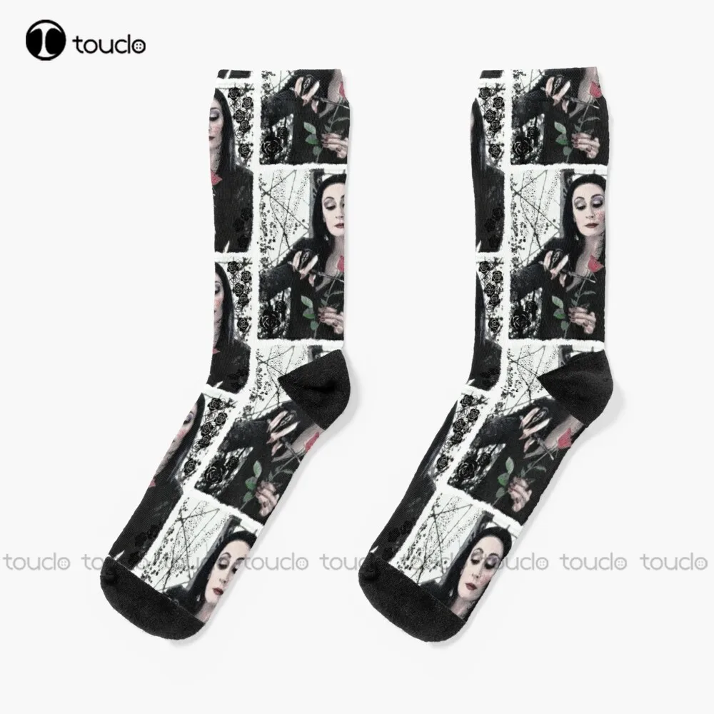Morticia Addams Horror Family Socks Girl Socks Unisex Adult Teen Youth Socks Personalizzato Personalizzato 360 ° Digital Print