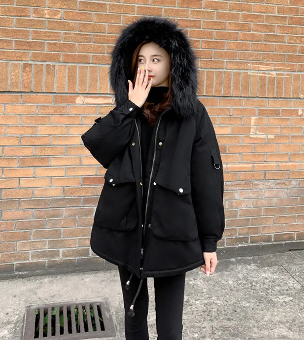 

2019 Large Size WOMEN'S Wadded Jacket Autumn And Winter New Style Fat Mm Thick Hooded Warm Loose-Fit down Coat Cotton Overcoat W