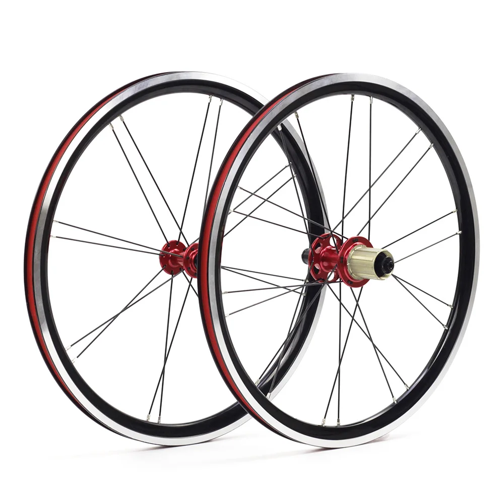 black rim red hub Silverock сплав 2" 406 колеса 100 мм 130 мм обода V тормоза для мини Velo складной лежачий велосипед Minivelo колеса - Цвет: black rim red hub