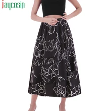 Женская длинная юбка, высокая талия, свободный принт, модная женская юбка с эластичным поясом, Повседневная дышащая женская юбка размера плюс для вечеринки