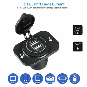 

12V / 24V 3.1A LED ABS Dual USB Port Charger Socket For Car And Motorcycle Waterproof Car Styling Accessories 2020 New