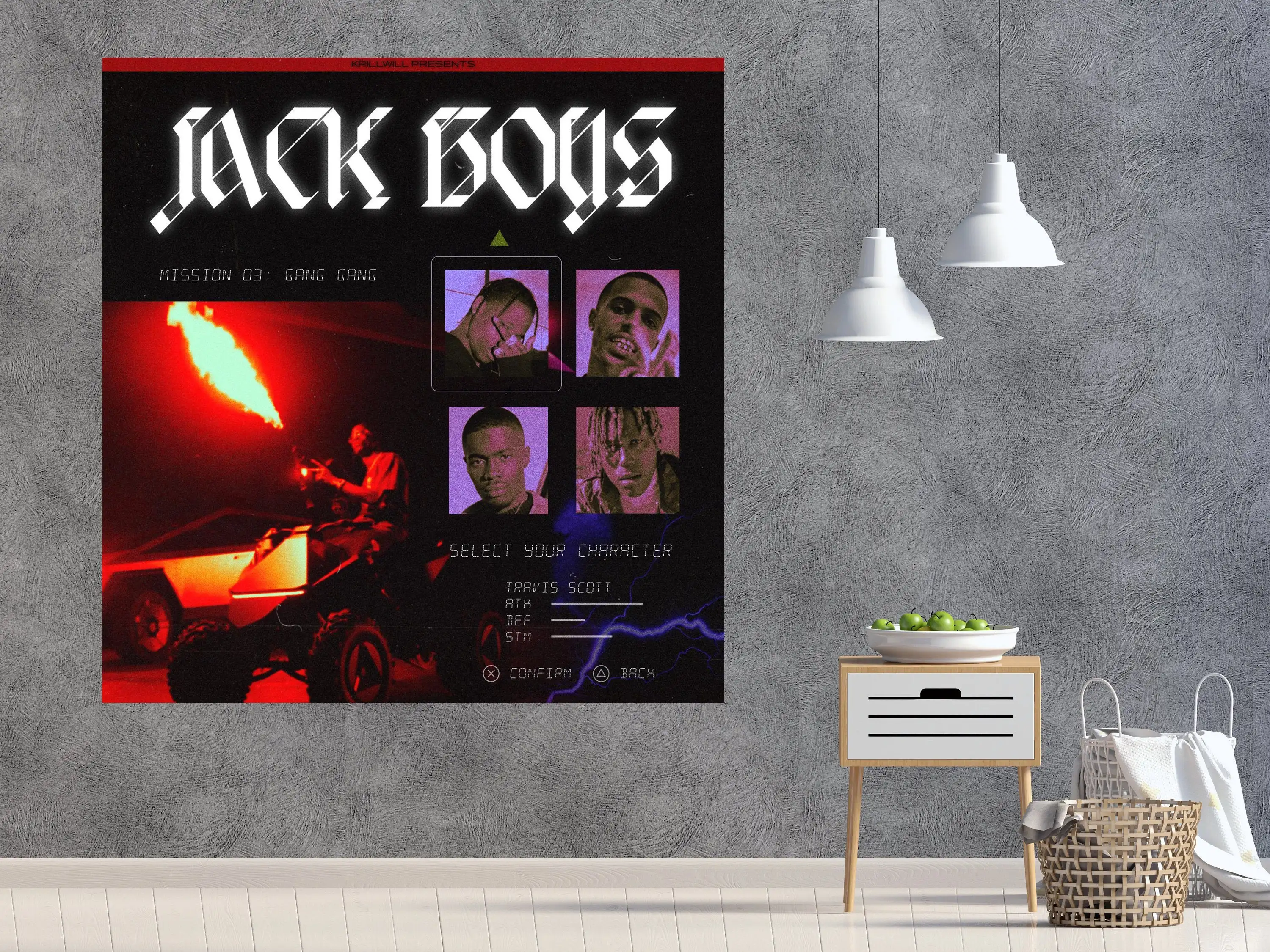 Чехол для альбома Travis Scott JackBoys с музыкальным принтом холст фотографии гостиной