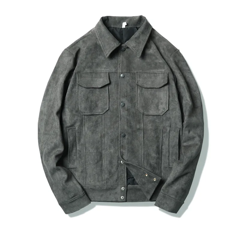 

K. Twohollis Spring And Autumn Suede Pocket Casual Jacket Retro Jacket