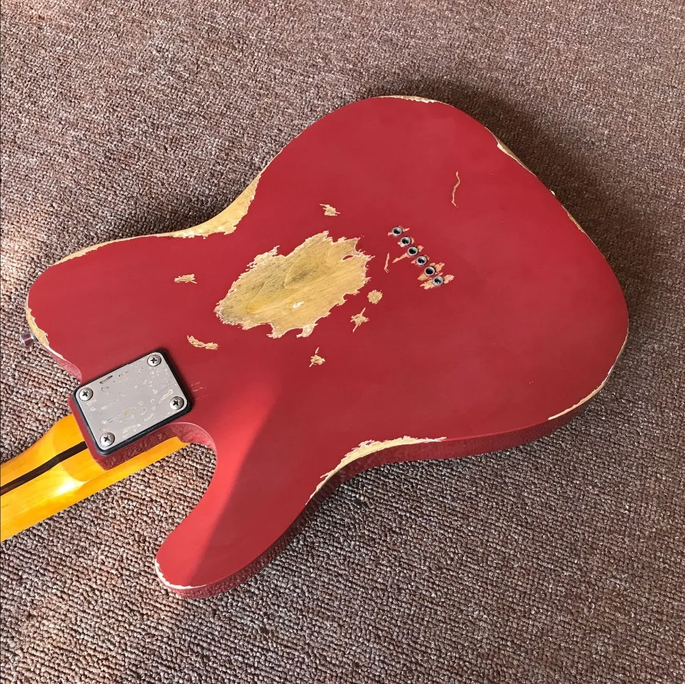 custom shop. TELE 6 Strings Maple fingerboard red Electric Guitar,telecaster gitaar relics by hands guitarra.real photos 219 (5)