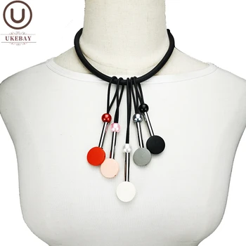 

UKEBAY New Choker Necklaces Women Necklace Multicolor Wood Pearl Jewelry Short Sweater Chains Ethnic Necklaces For Wedding Gifts