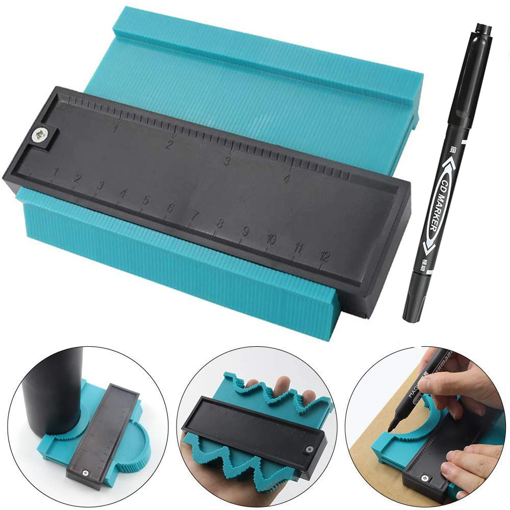 2 Pcs Plastic Gauge Contour Profile Copy Gauge Duplicator 5 Width Wood Marking Tool Set Tiling Laminate Tiles General Tools