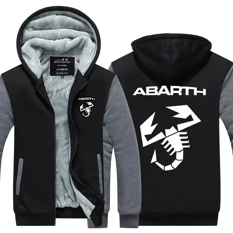 Зимние мужские толстовки флисовые с капюшоном на молнии утепленные Abarth пальто Верхняя одежда модная куртка толстовки - Цвет: 2