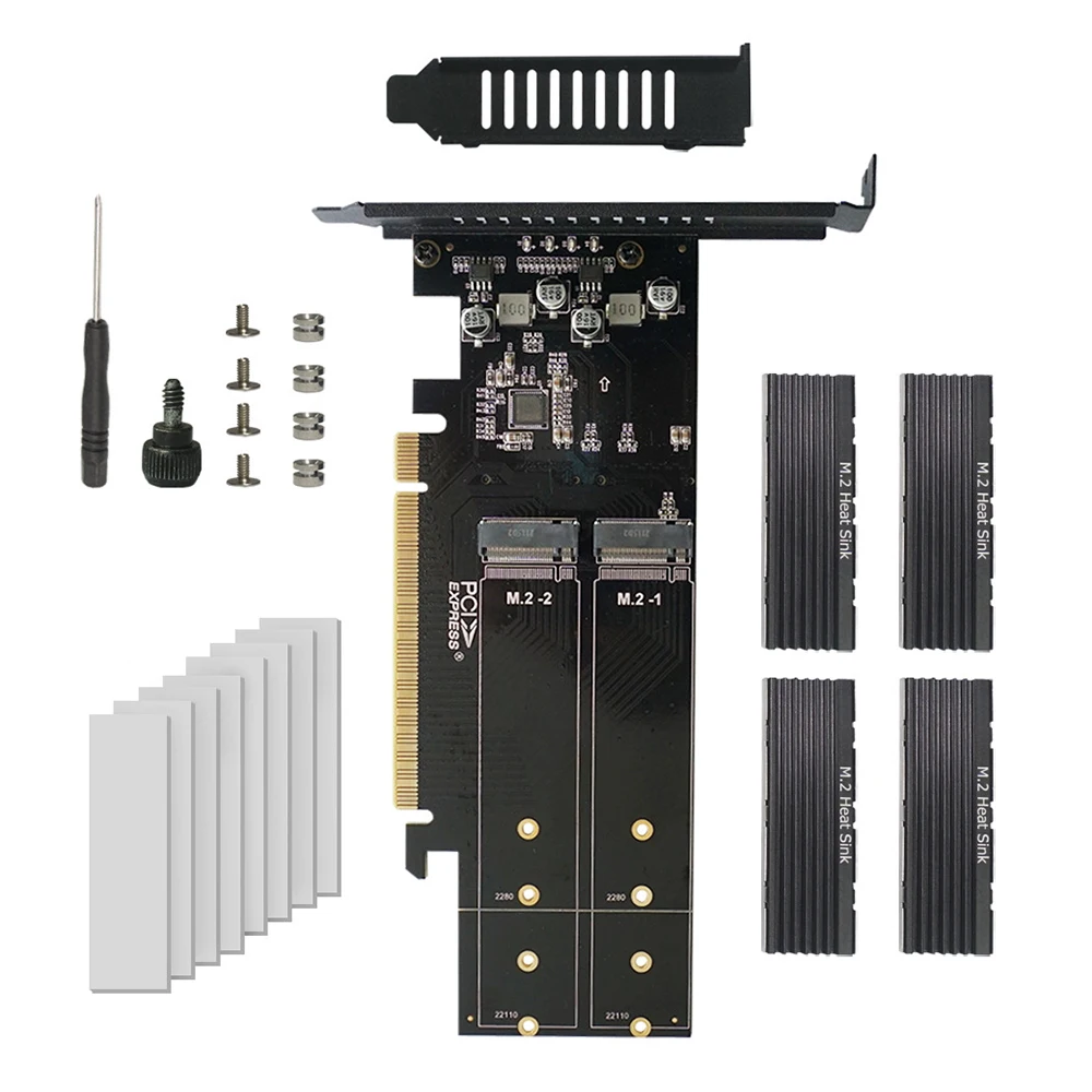 Новая карта адаптера PCIe на M2 X16 4 порта NVME M Key SSD конвертер M.2 PCI Express адаптер VROC RAID