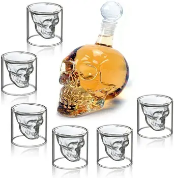 

Creative Crystal Skull Head Whiskey Vodka Wine Decanter Bottle Whisky Glass Beer Spirits Cup Water Glass Bar Home
