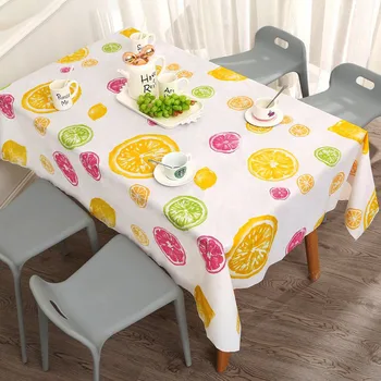

PVC Lemon Printed Tablecloth Waterproof Maple Leaf Pattern Placemat No-wash Oilproof Table Cloth
