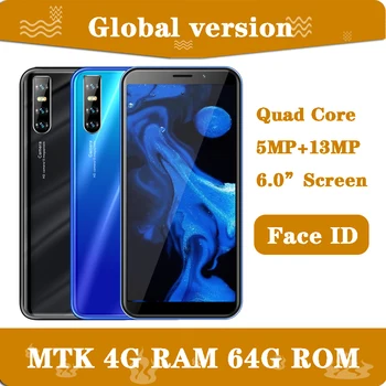 

6.0inch Note 10 WIFI 2SIM 4G RAM 64G ROM Global quad core smartphones Face ID unlocked android mobile phones celulares 3G WCDMA