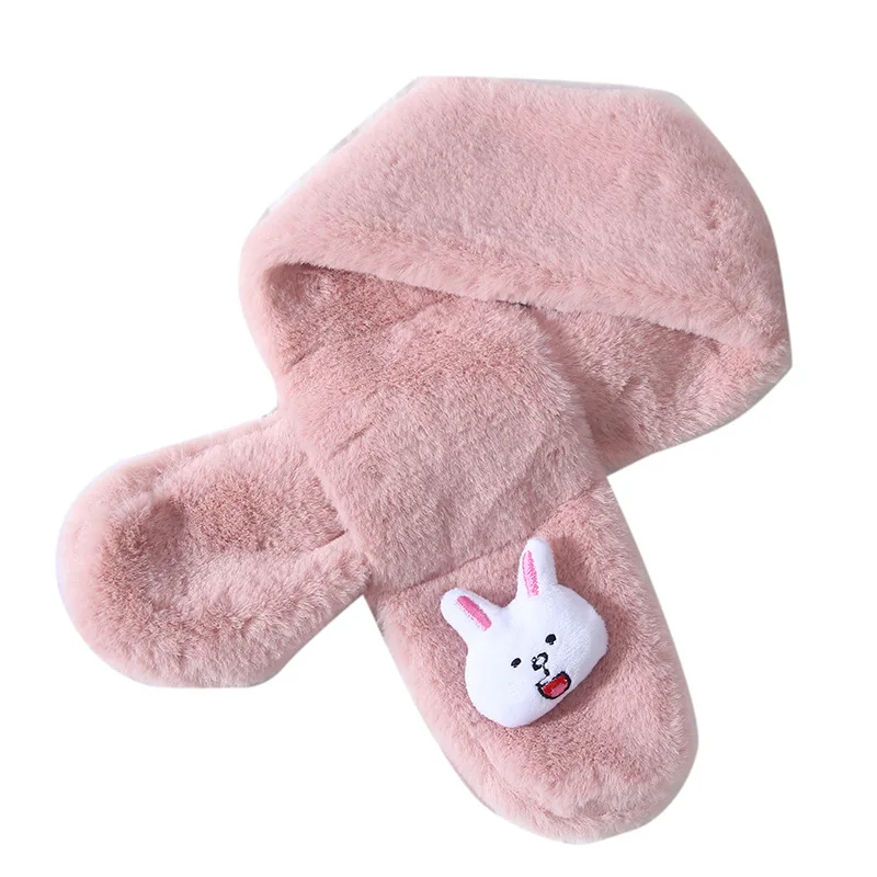 

Winter Children ring Scarf Boy Girls 3D Cartoon Scarves Baby Imitation Rabbit Fur Collar Scarf cute ball Comfortable Neck Warmer