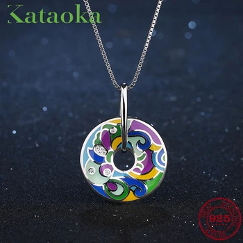 

Like Iridescent cloud Enamel pendants for Women with 100% Real 925 Sterling Silver Necklace Jewelry Party CZ Pendant