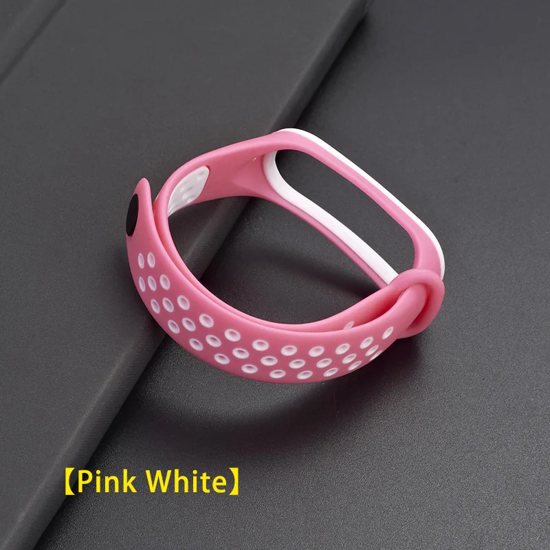Силиконовый спортивный дышащий ремешок для Xiaomi mi, браслет 4 для mi Band 3, сменный Браслет - Цвет ремешка: Pink White