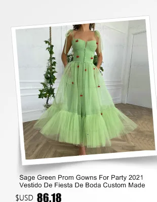 sage green prom dress Sexy Bohemian Prom Dresses 2022 Robe De Bal Femme Longue A Line Tulle Appliqus платье на выпускной Custom Made Women Party Dress prom & dance dresses