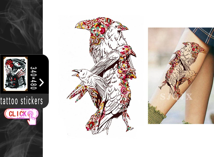 Водонепроницаемый боди-арт поддельные татуировки Акварельные Цветы персонаж мультфильма животное временные татуировки наклейки для женщины руки бедра