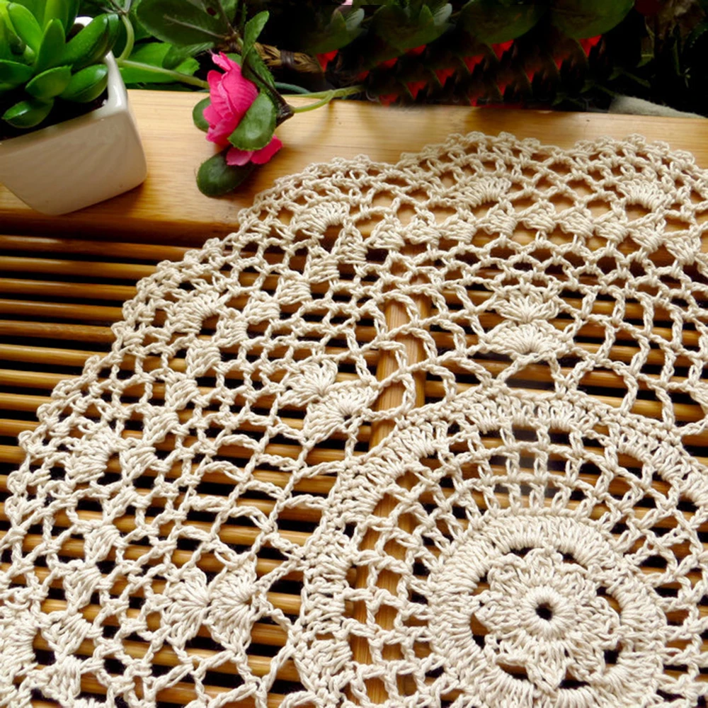 Vintage Round Placemat Doilies Hand Crochet Cotton Table Cloth Drink Mat Coaster Cotton Handicraft Hollow