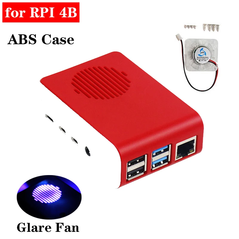 

Raspberry Pi 4 Case Protective ABS Case Box Shell Enclosure with Glare Cooling Fan Colorful Cooler for Raspberry Pi 4 Model B 4B