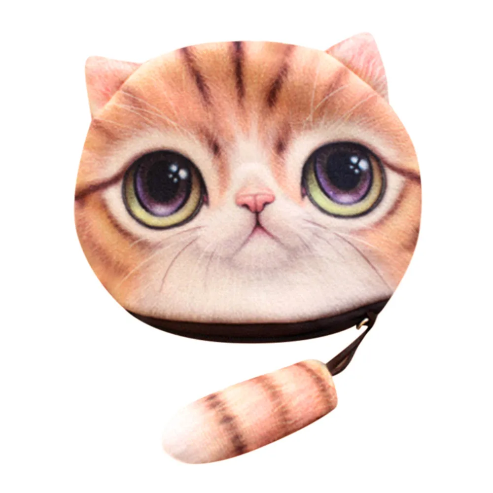 Лидер продаж, кошелек для монет, 3D принт, кот, Детский плюшевый Кошелек на молнии, кошелек для мелочи для детей, для девочек, женские подарки, Sac - Цвет: Yellow