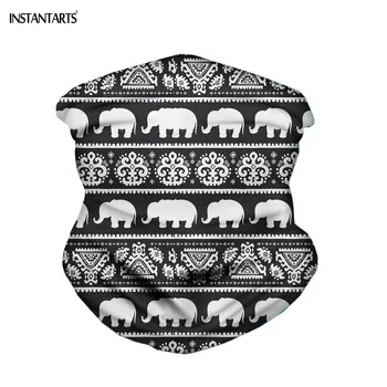 

INSTANTARTS Elephant Aztec Style Design Headscarf Face Mask Magic Headwear Dust Proof Multi Function Cycling Scarves Balaclava