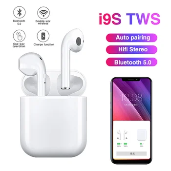 

i9s Tws Bluetooth Earphones Earbuds Handsfree in Ear Headset Wireless Earphones with Charging Box Mic For All Smartphones