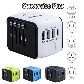 

Universal Travel Adapter Power Adapter Charger International Adaptor Wall Electric Plugs Sockets Converter EU/US/UK/AU Plug